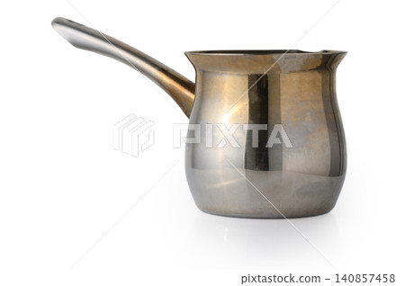 Stainless Steel Turkish Coffee Pot Isolated on White Background Stainless Steel Turkish Coffee Pot Isolated on White Background 140857458