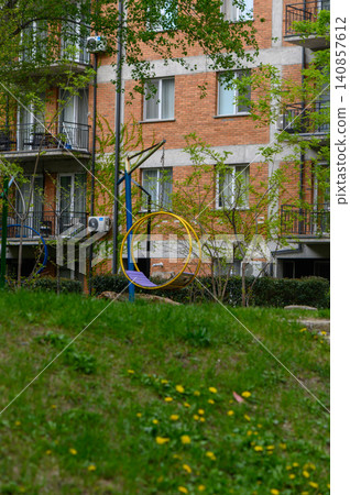 Inner Courtyard of Jikia House Modern Residential Complex in Tbilisi, Georgia Inner Courtyard of Jikia House Modern Residential Complex in Tbilisi, Georgia 140857612