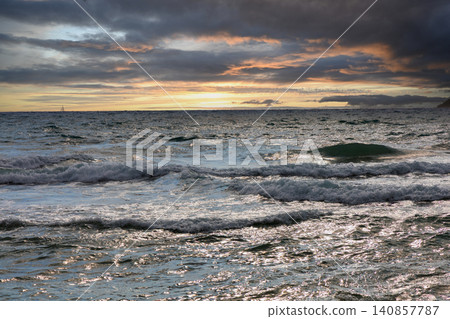Sparkling water at twilight sunset 140857787