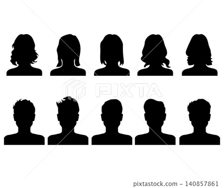 Black silhouettes of of male and female heads on a white background Black silhouettes of of male and female heads on a white background 140857861