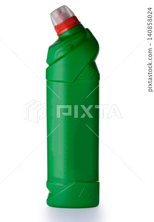Green Toilet Cleaner Bottle with Curved Neck Isolated on White Background Green Toilet Cleaner Bottle with Curved Neck Isolated on White Background 140858024