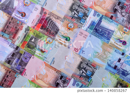 Kuwait paper money, dinar banknotes as currency for exchange or travel. Kuwaiti money Kuwait paper money, dinar banknotes as currency for exchange or travel. Kuwaiti money 140858267
