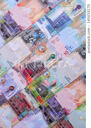 Kuwait paper money, dinar banknotes as currency for exchange or travel. Kuwaiti money Kuwait paper money, dinar banknotes as currency for exchange or travel. Kuwaiti money 140858270