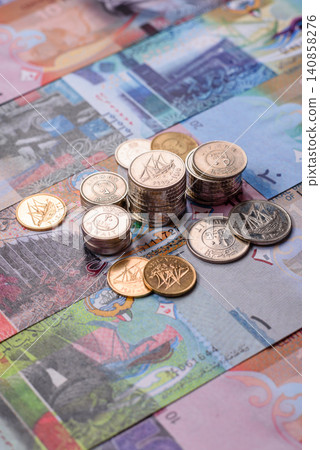 Kuwait paper money, dinar banknotes as currency for exchange or travel. Kuwaiti money Kuwait paper money, dinar banknotes as currency for exchange or travel. Kuwaiti money 140858276
