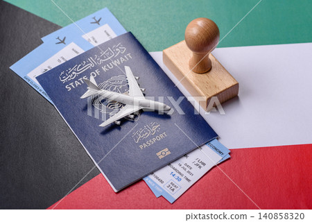 Kuwaiti passport for travelling, flying and doing business. Kuwait document, id Kuwaiti passport for travelling, flying and doing business. Kuwait document, id 140858320