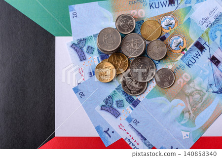 Kuwait paper money, dinar banknotes as currency for exchange or travel. Kuwaiti money Kuwait paper money, dinar banknotes as currency for exchange or travel. Kuwaiti money 140858340