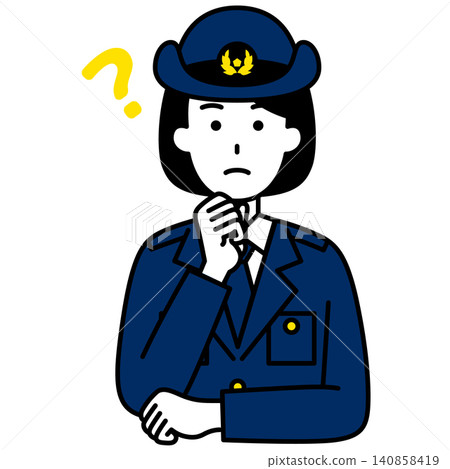 A female police officer thinking A female police officer thinking 140858419