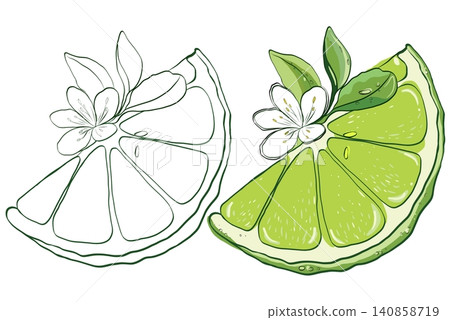 Lime Slice with Flower Lime Slice with Flower 140858719