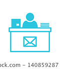 Post office desk, Isolated on white background. Blue icon 140859287
