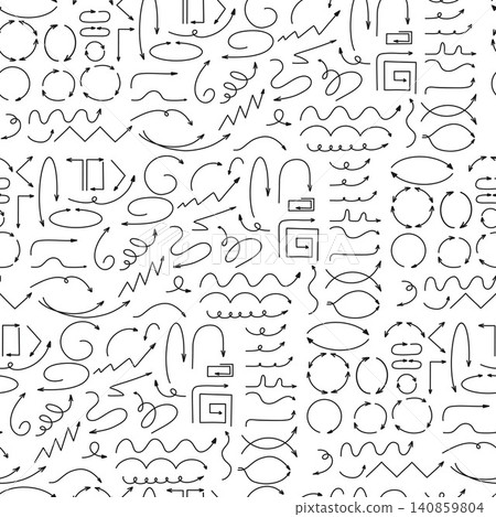 UI Arrows Doodle Seamless Pattern. Hand Drawn Pointers, Direction, Cursor on White Background. Website Design. Minimalist Line Art Scribbles Continuous Texture For Presentation. Vector Illustration. UI Arrows Doodle Seamless Pattern. Hand Drawn Pointers, Direction, Cursor on White Background. Website Design. Minimalist Line Art Scribbles Continuous Texture For Presentation. Vector Illustration. 140859804