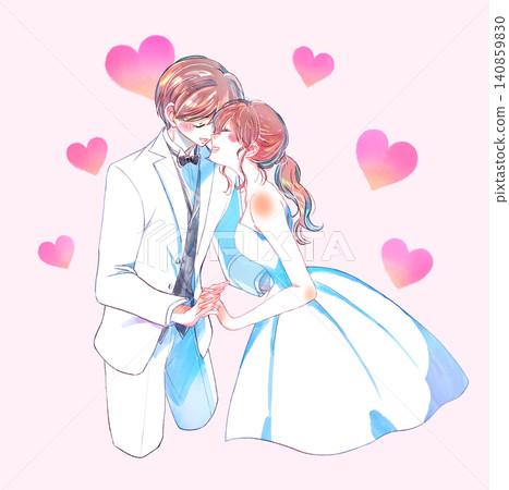 新郎新娘面對面站著——心形 新郎新娘面對面站著——心形 140859830