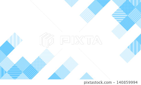 Diagonal frame of square blocks with light blue polka dots and stripes Diagonal frame of square blocks with light blue polka dots and stripes 140859994