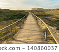 Wooden Boardwalk Path Through Dunes in Furadouro 140860037