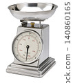 Vintage kitchen scale with measuring bowl on base 140860165