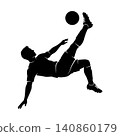 Black silhouette of a person running with a ball sport 140860179