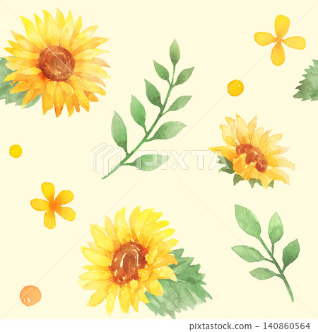 Watercolor sunflower pattern material Watercolor sunflower pattern material 140860564