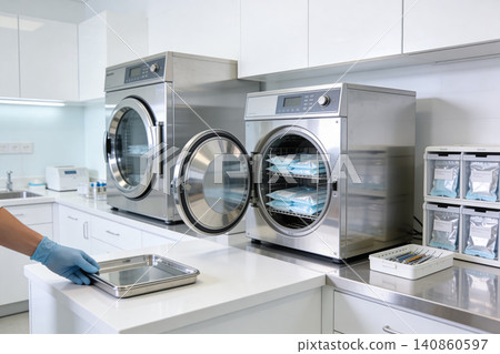 Sterilization equipment in a modern dental clinic laboratory setting Sterilization equipment in a modern dental clinic laboratory setting 140860597
