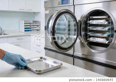 Sterilization process in a modern dental clinic with autoclave and sterile instruments Sterilization process in a modern dental clinic with autoclave and sterile instruments 140860645