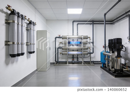 Industrial water purification system with UV sterilization and filtration equipment Industrial water purification system with UV sterilization and filtration equipment 140860652