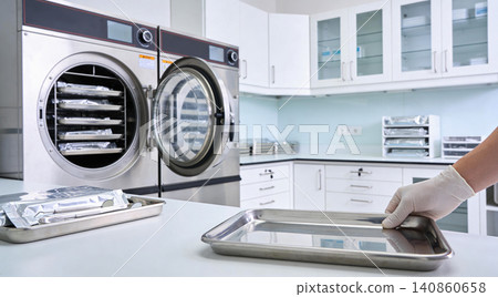 Sterilization equipment in a modern dental clinic laboratory setting Sterilization equipment in a modern dental clinic laboratory setting 140860658
