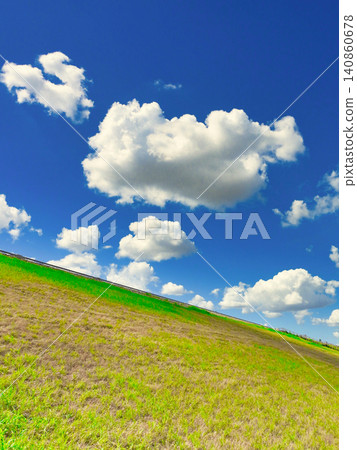 Prairie and white clouds Prairie and white clouds 140860678