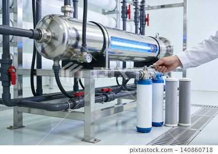 Industrial water purification system with UV sterilization and filtration Industrial water purification system with UV sterilization and filtration 140860718