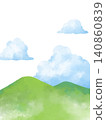 Simple illustration of clouds and mountains 140860839