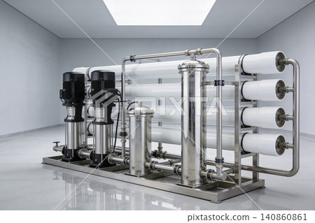 Industrial water purification system with pumps and filtration units Industrial water purification system with pumps and filtration units 140860861