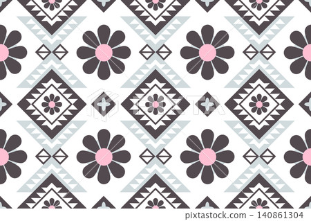 Seamless geometric with floral pattern. floral Indian pattern, Floral pattern design for background, wallpaper, clothing, textile, wrapping, print, home decor, cover, mosaic, dress Seamless geometric with floral pattern. floral Indian pattern, Floral pattern design for background, wallpaper, clothing, textile, wrapping, print, home decor, cover, mosaic, dress 140861304