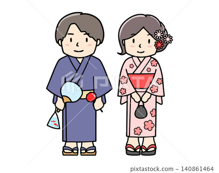 Men and women in yukata at a summer festival Men and women in yukata at a summer festival 140861464