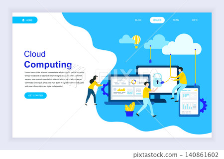Modern flat design concept of Cloud Technology for website and mobile website development. Landing page template. Cloud computing service online media file data backup storage. Vector illustration. 140861602