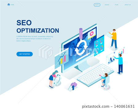 Modern flat design isometric concept of Seo Analysis decorated people character for website and mobile website development. Isometric landing page template. Vector illustration. Modern flat design isometric concept of Seo Analysis decorated people character for website and mobile website development. Isometric landing page template. Vector illustration. 140861631