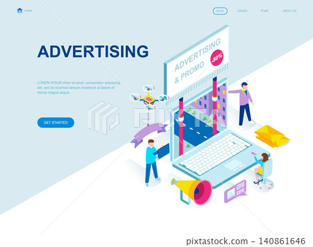 Modern flat design isometric concept of Advertising and Promotion decorated people character for website and mobile website development. Isometric landing page template. Vector illustration. Modern flat design isometric concept of Advertising and Promotion decorated people character for website and mobile website development. Isometric landing page template. Vector illustration. 140861646
