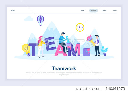 Teamwork modern flat design concept. Leadership and people concept. Landing page template. Conceptual flat vector illustration for web page, website and mobile website. 140861673