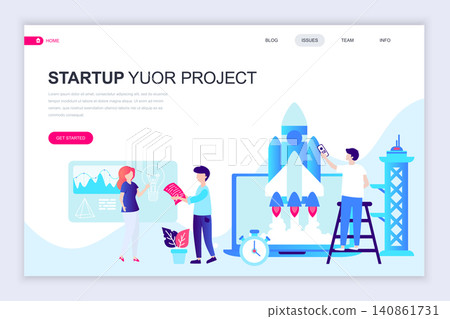 Modern flat web page design template of Startup Your Project decorated people character for website and mobile website development. Flat landing page template. Vector illustration. Modern flat web page design template of Startup Your Project decorated people character for website and mobile website development. Flat landing page template. Vector illustration. 140861731