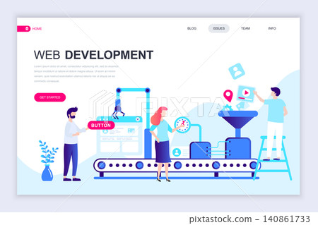 Modern flat web page design template of Web Development decorated people character for website and mobile website development. Flat landing page template. Vector illustration. Modern flat web page design template of Web Development decorated people character for website and mobile website development. Flat landing page template. Vector illustration. 140861733