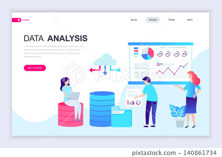Modern flat web page design template of Auditing, Data Analysis decorated people character for website and mobile website development. Flat landing page template. Vector illustration. Modern flat web page design template of Auditing, Data Analysis decorated people character for website and mobile website development. Flat landing page template. Vector illustration. 140861734