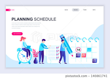 Modern flat web page design template of Planning Schedule decorated people character for website and mobile website development. Flat landing page template. Vector illustration. Modern flat web page design template of Planning Schedule decorated people character for website and mobile website development. Flat landing page template. Vector illustration. 140861741