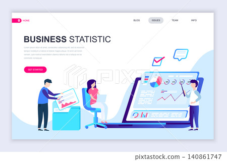 Modern flat web page design template of Business Statistic decorated people character for website and mobile website development. Flat landing page template. Vector illustration. Modern flat web page design template of Business Statistic decorated people character for website and mobile website development. Flat landing page template. Vector illustration. 140861747