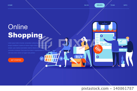 Modern flat design concept of Online Shopping for website and mobile website development. Landing page template. E-commerce market, shopping payment or customer support. Vector illustration. Modern flat design concept of Online Shopping for website and mobile website development. Landing page template. E-commerce market, shopping payment or customer support. Vector illustration. 140861787