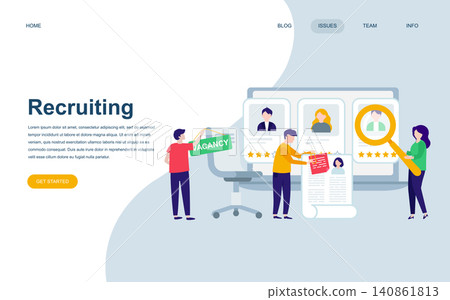 Modern flat web page design template of Recruiting decorated people character for website and mobile website development. Flat landing page template. Vector illustration. Modern flat web page design template of Recruiting decorated people character for website and mobile website development. Flat landing page template. Vector illustration. 140861813