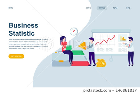 Modern flat web page design template of Business Statistic decorated people character for website and mobile website development. Flat landing page template. Vector illustration. Modern flat web page design template of Business Statistic decorated people character for website and mobile website development. Flat landing page template. Vector illustration. 140861817