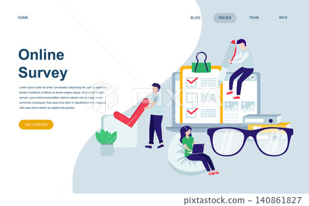 Modern flat web page design template of Online Survey decorated people character for website and mobile website development. Flat landing page template. Vector illustration. Modern flat web page design template of Online Survey decorated people character for website and mobile website development. Flat landing page template. Vector illustration. 140861827