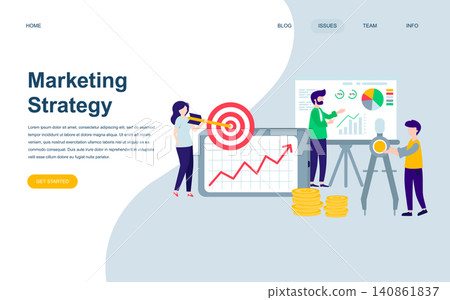 Modern flat web page design template of Marketing Strategy decorated people character for website and mobile website development. Flat landing page template. Vector illustration. 140861837