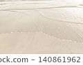 Gentle ocean waves washing onto a sandy beach with copy space, creating a peaceful tropical seascape under natural sunlight. 140861962