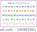 A set of line art illustrations with a Japanese Obon motif. 140862001