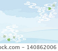 A refreshing summer backdrop of water and green maple leaves. 140862006