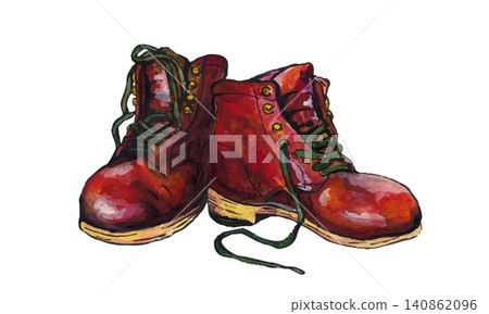 A vector illustration of stylish brown work boots. Ideal for banners and copy space materials for hiking and outdoor activities. A vector illustration of stylish brown work boots. Ideal for banners and copy space materials for hiking and outdoor activities. 140862096