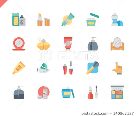 Simple Set Cosmetics Flat Icons for Website and Mobile Apps. Contains such Icons as Makeup Brush, Deodorant, Cream Bottle, Lipstick, Beauty. 48x48 Pixel Perfect. Vector illustration. Simple Set Cosmetics Flat Icons for Website and Mobile Apps. Contains such Icons as Makeup Brush, Deodorant, Cream Bottle, Lipstick, Beauty. 48x48 Pixel Perfect. Vector illustration. 140862187