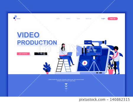 Modern flat web page design template concept of Video Production decorated people character for website and mobile website development. Flat landing page template. Vector illustration. 140862315